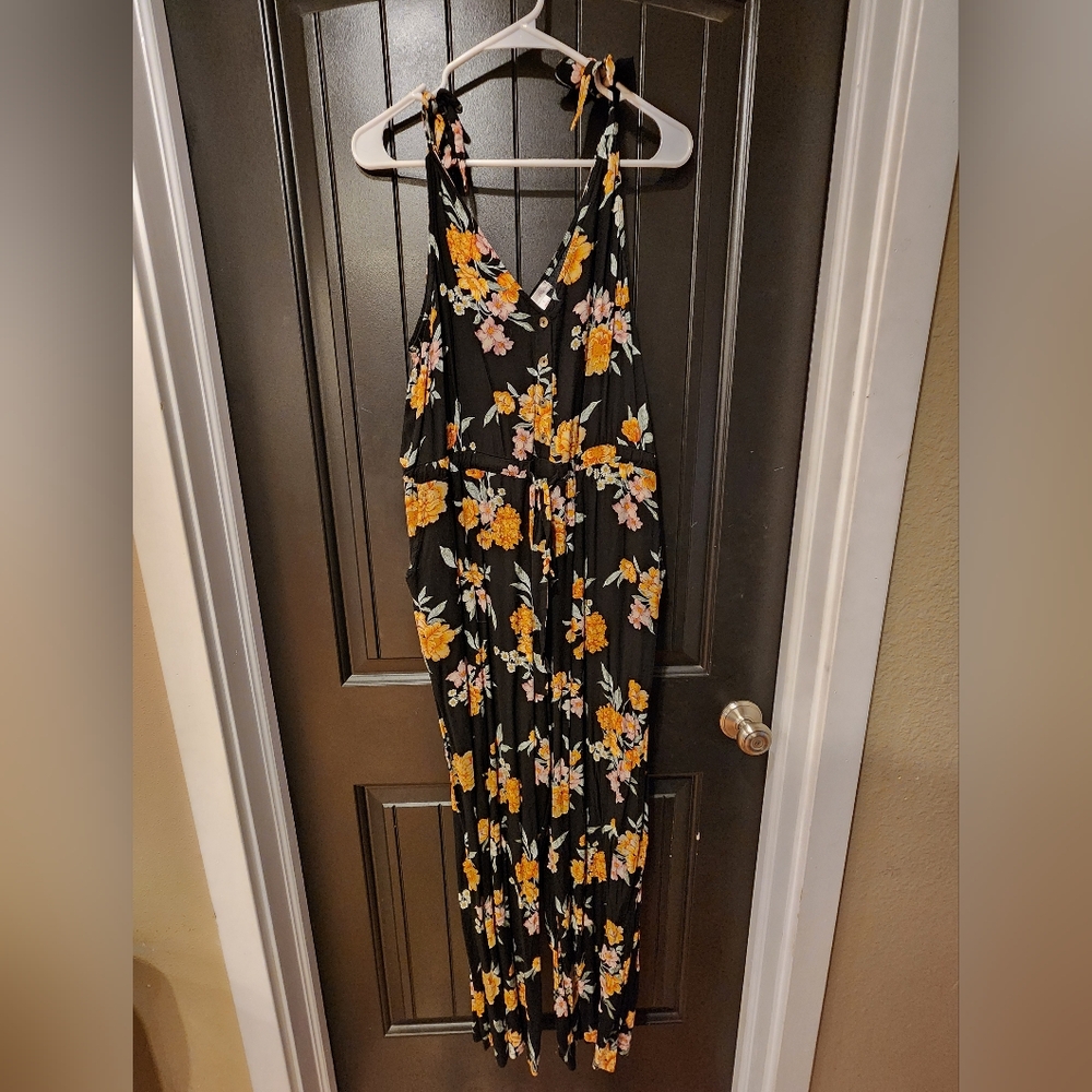 Black Floral Summer Jumpsuit